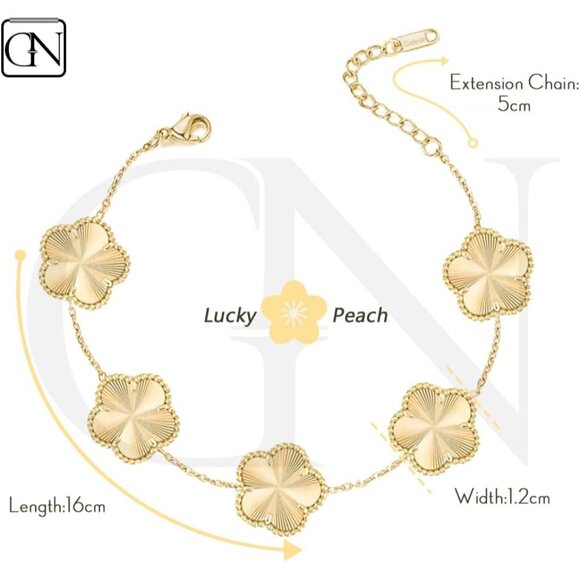 Elegant 18K Gold Plated Clover Bracelet - Adjustable Link Jewelry Gift for Women - Picture 2 of 7